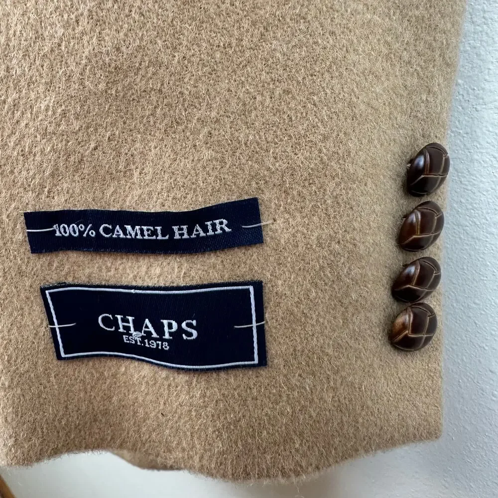 NEW CHAPS Men's Blazer Jacket 100% Camel Hair 2 Button Tan 46R Quiet Luxury